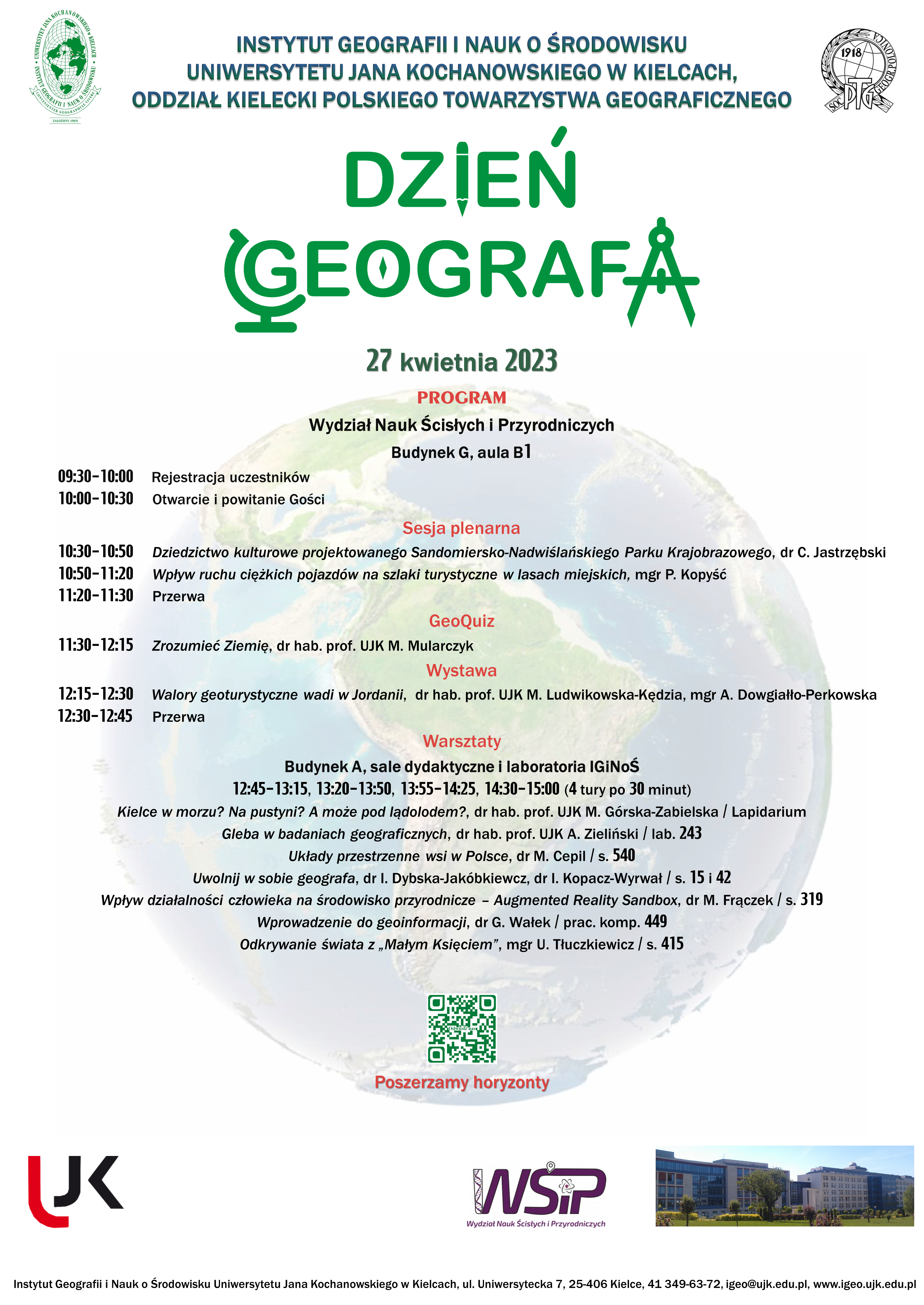 plakat informujący o programie dnia geografa