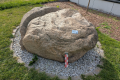 Granit Småland z mikrorzeźbą eoliczną na terenie zieleni sąsiedzkiej przy prywatnej posesji przy ul. Kasztanowej 4  w Pruszkowie z nowym identyfikatorem. Głaz narzutowy należy do miejskiej części Ścieżki Przyrodniczej, powstałej w 2022 r. w ramach Pruszkowskiego  Budżetu Obywatelskiego 