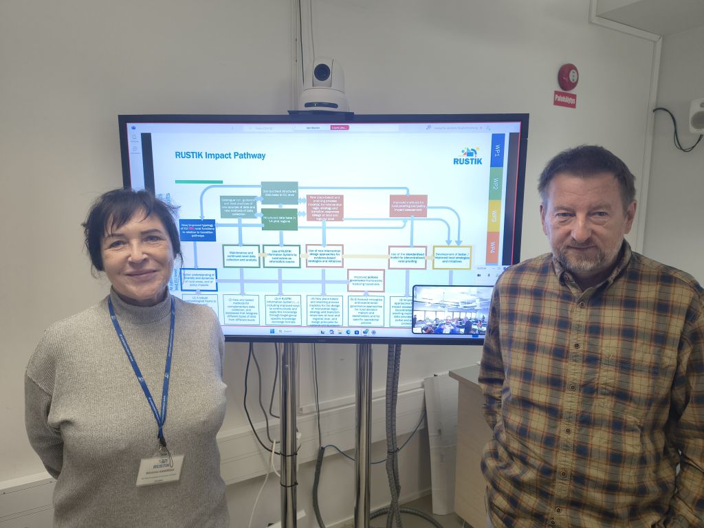 Profesor Wioletta Kamińska oraz profesor Jerzy Bański na tle prezentacji